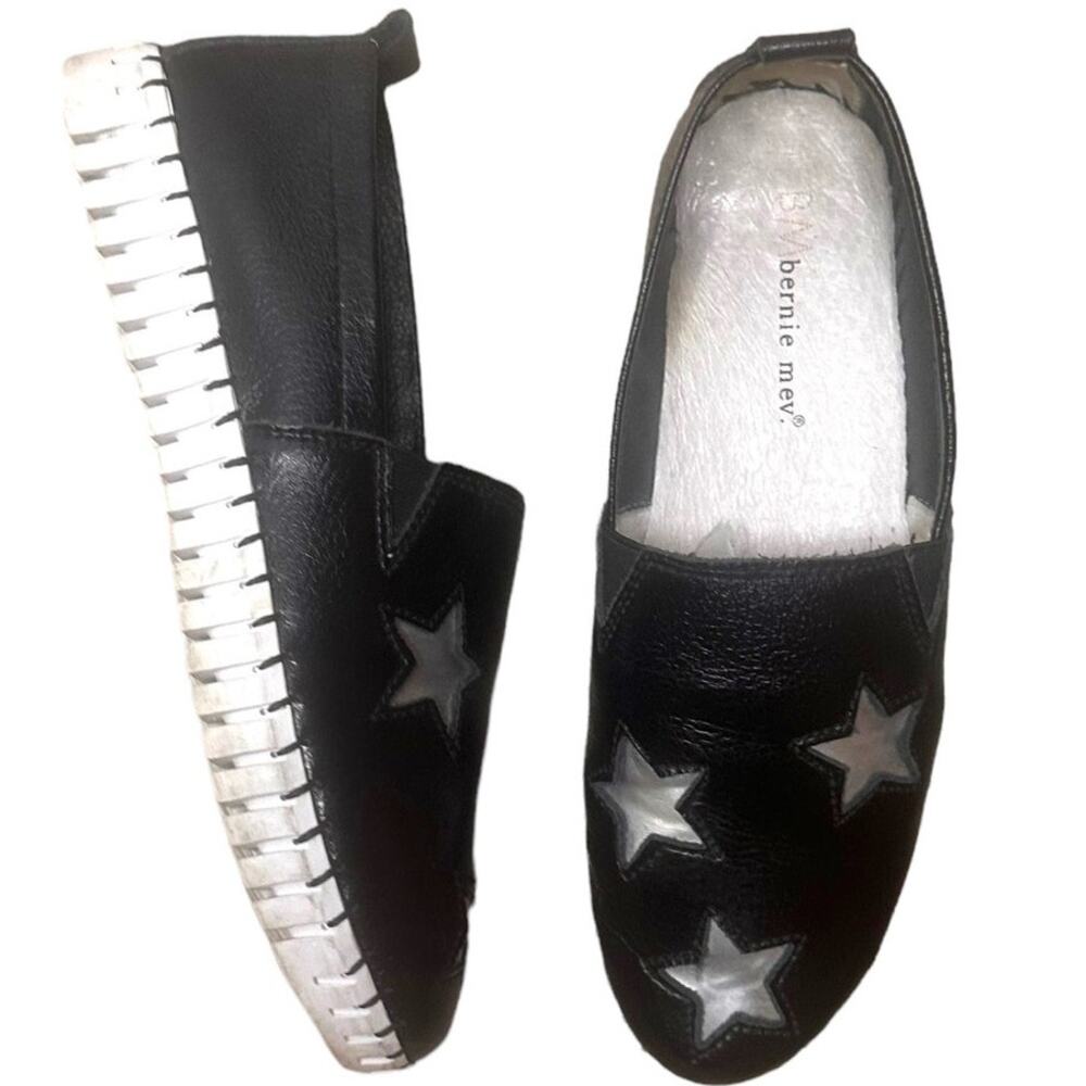Bernie Mev Leather Shoes, Black Slip-On Sneakers Size 38, Womens 7